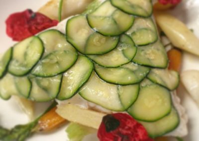 Au Gaulois Turbot en ecailles de courgettes