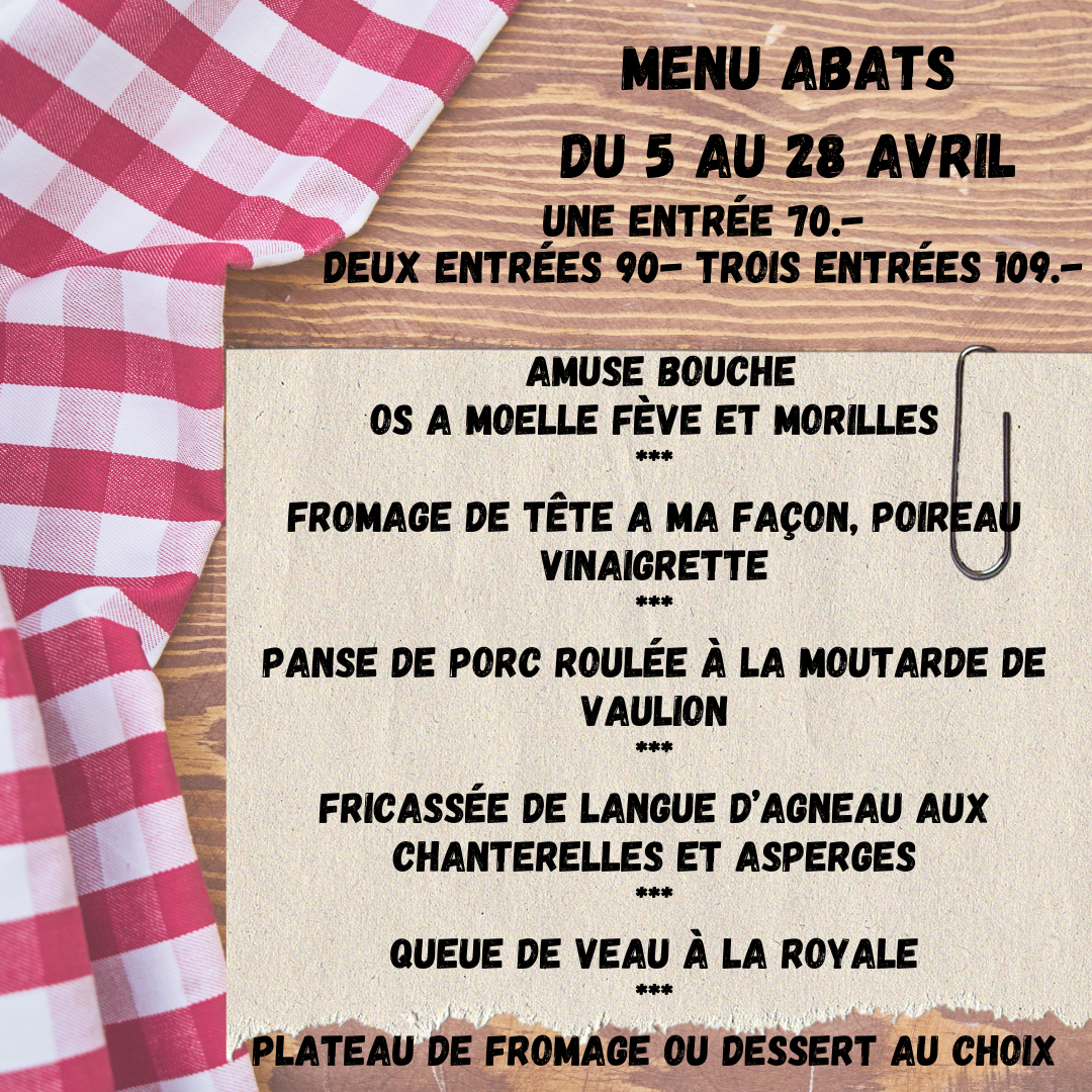 menu autour des abats rôtisserie Au Gaulois